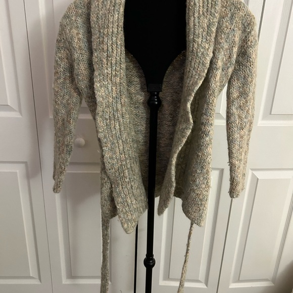 B.Moss Wool Blend Pastel Color Belted Cardigan Sweater - Picture 3 of 5